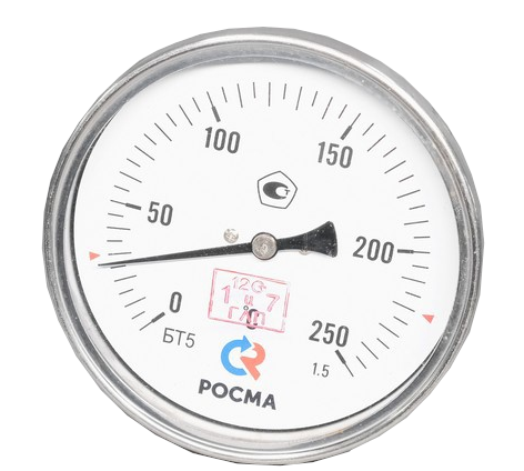 Фото термометр биметаллический бт-51.211 (0-250с) l=250 с гильзой