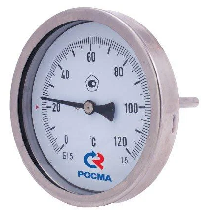 Фото термометр биметаллический бт-31.211 (0-120c) l=100 с гильзой