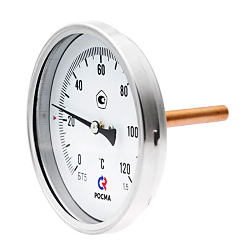 Фото термометр биметаллический бт-31.211 (0-120c)  g1/2 l= 64 с гильзой